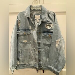 Forever 21 Vintage Wash Distressed Jean Jacket